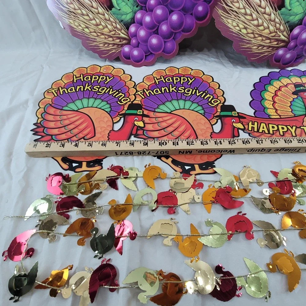 7 Amscan Thanksgiving Cutouts Party Decorations Turkey Pumpkin Garland